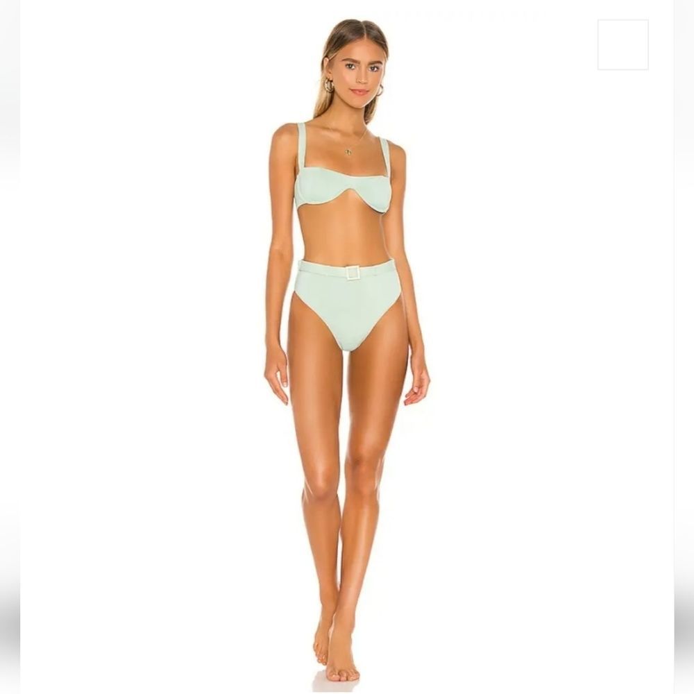 WeWoreWhat Emily Mint Green High Waist Belted Bikini Bottom L Nwt (A1)